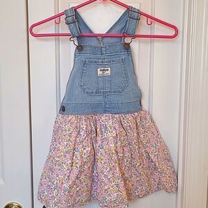 OshKosh Floral Overalls Dress Size 5T